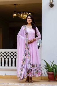Georgette Embroidered Pink Anarkali Suit With Dupatta