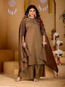 Ladies Fancy Trending Mango Silk Embroidered Palazzo Suit