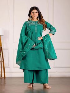 Ladies Fancy Trending Mango Silk Embroidered Palazzo Suit