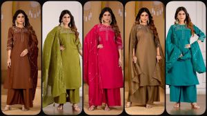 Ladies Fancy Trending Mango Silk Embroidered Palazzo Suit