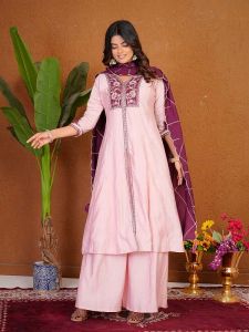 Ladies Roman Silk Embroidery Palazzo Suit