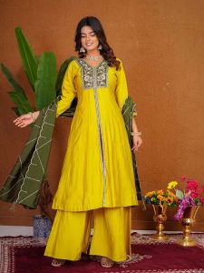 Ladies Roman Silk Embroidery Palazzo Suit