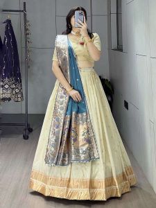 Multicolor Pakistani Silk Lehenga Choli Set