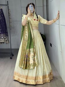 Multicolor Pakistani Silk Lehenga Choli Set