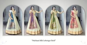 Multicolor Pakistani Silk Lehenga Choli Set