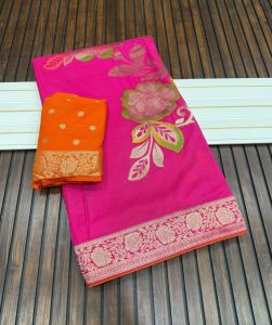 Pure Nylon Viscose Khadi Crepe Georgette Meenakari Sarees