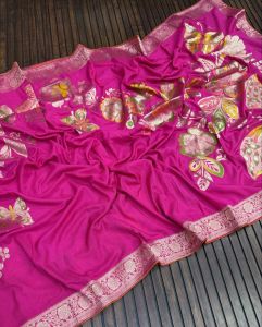 Pure Nylon Viscose Khadi Crepe Georgette Meenakari Sarees