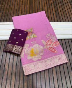 Pure Nylon Viscose Khadi Crepe Georgette Meenakari Sarees