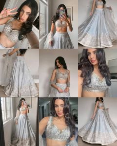 Satin Silk Dori Embroidery Zari Thread Sequins Work Lehenga Choli Set