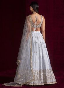 Satin Silk Dori Embroidery Zari Thread Sequins Work Lehenga Choli Set