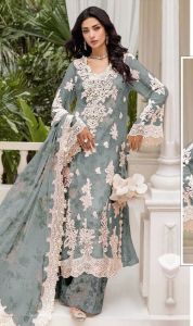 Unstitched Chiffon with Embroidery Sequence and Applique Work Pakistani Suit