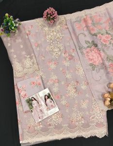 Unstitched Chiffon With Embroidery Sequence Work Pakistani Suit