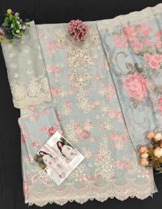 Unstitched Chiffon With Embroidery Sequence Work Pakistani Suit