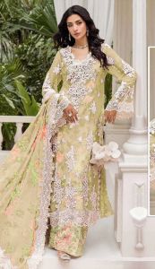 Unstitched Chiffon with Embroidery Sequence and Applique Work Pakistani Suit