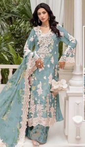 Unstitched Chiffon with Embroidery Sequence and Applique Work Pakistani Suit