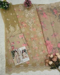 Unstitched Chiffon with Embroidery Sequence and Applique Work Pakistani Suit