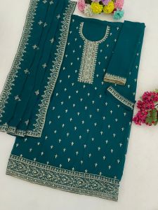Unstitched Heavy Blooming Georgette With Embroidery Sequence Work Pakistani Suit