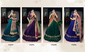 Vichitra Silk Sequins and Thread Embroidery Work Lehenga Choli Set