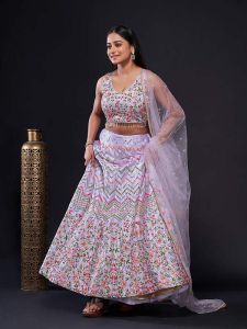 Heavy Satin Silk Lehenga Choli Set with Sequence and Thread Work