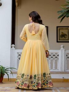 Yellow Heavy Embroidery Work Georgette Anarkali Suit