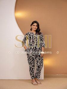 Chhav Black and White Cotton Printed Co-ord Set