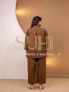 Coco Brown Straight Fit Cotton Co-ord Set