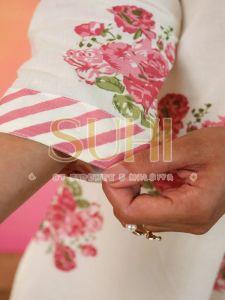 Gul Noor White and Pink Floral Printed Cotton Kurti Set