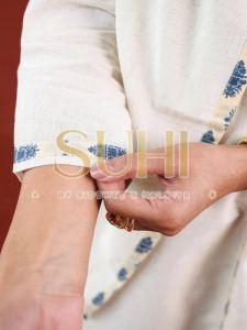 Ladies Plain White Cotton Flex Kurti Set