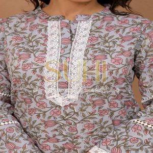 Meher Floral Printed Cotton Kurti and Pant Set