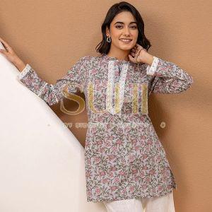 Meher Floral Printed Cotton Kurti and Pant Set