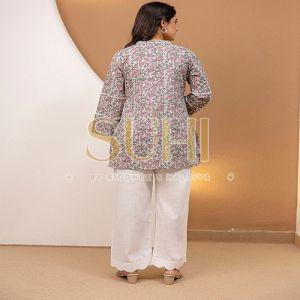 Meher Floral Printed Cotton Kurti and Pant Set