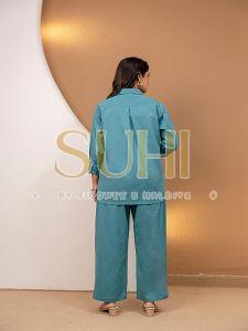 Neelima Teal Blue Cotton Flex Co-ord Set