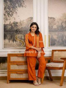 Rangrez Rust Cotton Slub Co-Ord Set