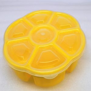 Yellow Round Plastic Masala Box