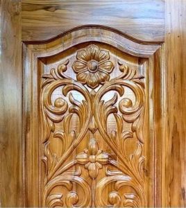 Heritage Elegance Sagwan Wood Floral Carved Door