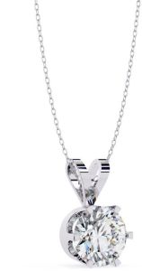 14K Gold 2.00 Carat Round Cut Diamond Pendent