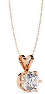14K Gold 2.00 Carat Round Cut Diamond Pendent