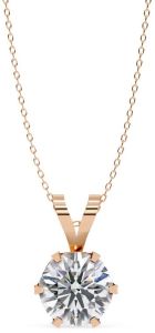 14K Gold 2.00 Carat Round Cut Diamond Pendent