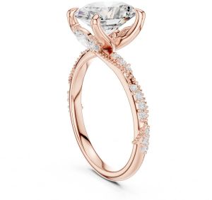 14K Rose Gold 2.5 Carat Oval Cut Diamond Ring