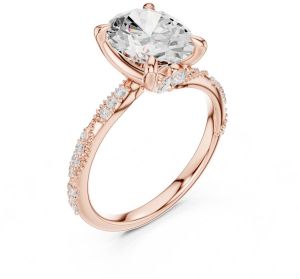 14K Rose Gold 2.5 Carat Oval Cut Diamond Ring