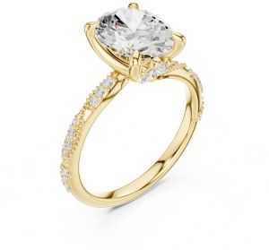 14K Rose Gold 2.5 Carat Oval Cut Diamond Ring