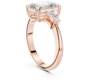 14K Rose Gold 3.00 Carat Emerald Cut Diamond Ring