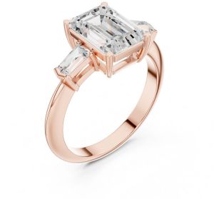 14K Rose Gold 3.00 Carat Emerald Cut Diamond Ring