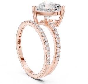 14K Rose Gold 3.00 Carat Heart Cut Diamond Ring
