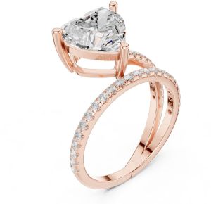 14K Rose Gold 3.00 Carat Heart Cut Diamond Ring