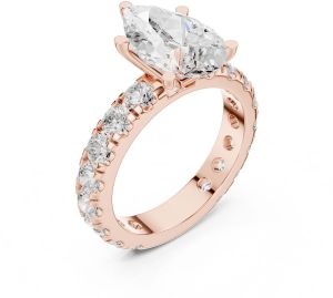 14K Rose Gold 3.00 Carat Pear Cut Diamond Ring