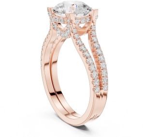 14K Rose Gold 3.00 CT Round Cut Diamond Ring