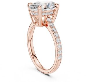 14K Rose Gold 4.00 Carat Oval Cut Diamond Ring