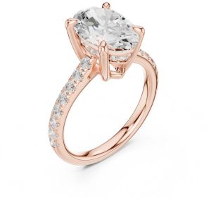 14K Rose Gold 4.00 Carat Oval Cut Diamond Ring