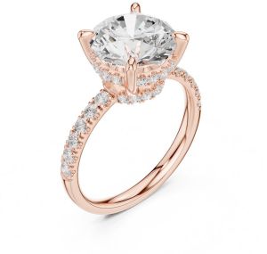 14K Rose Gold 4.00 Carat Round Cut Diamond Ring